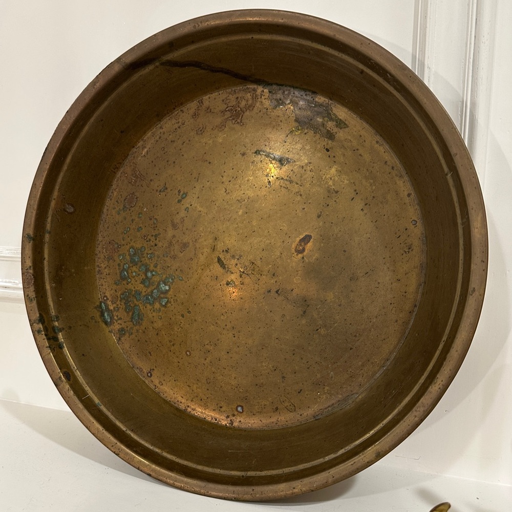 Vintage Sarna Brass Large Solid Brass Basin Bowl India Heavy Gauge Decor